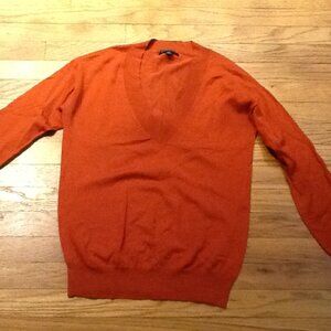 Banana Republic Gorgeous V-Neck Sweater in Burnt Orange - with Cashmere
